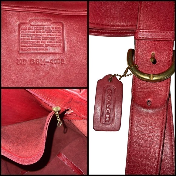COACH VINTAGE DUFFLE SOHO XL CHERRY RED LEATHER BAG 4082 - Picture 6 of 15